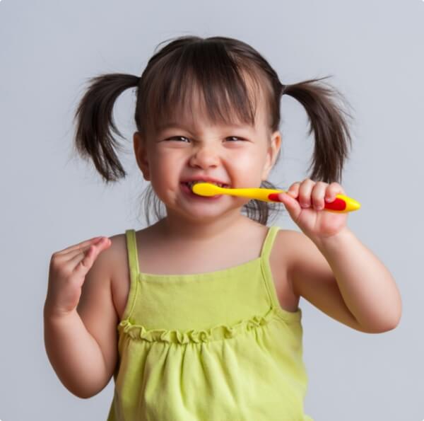 Child brushing teeth