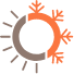 Animated sun and snowflake representing hot and cold sensitivity