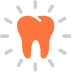 Animated tooth surrounded by lines representing knocked out tooth