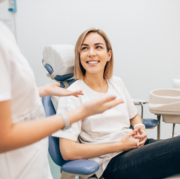 Woman smiling at dentist