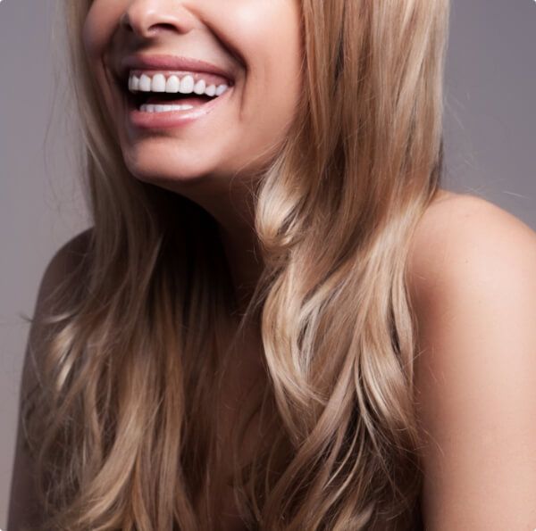 Closeup of beautiful smile with veneers