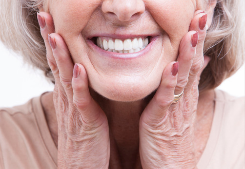 closeup of older woman smiling 